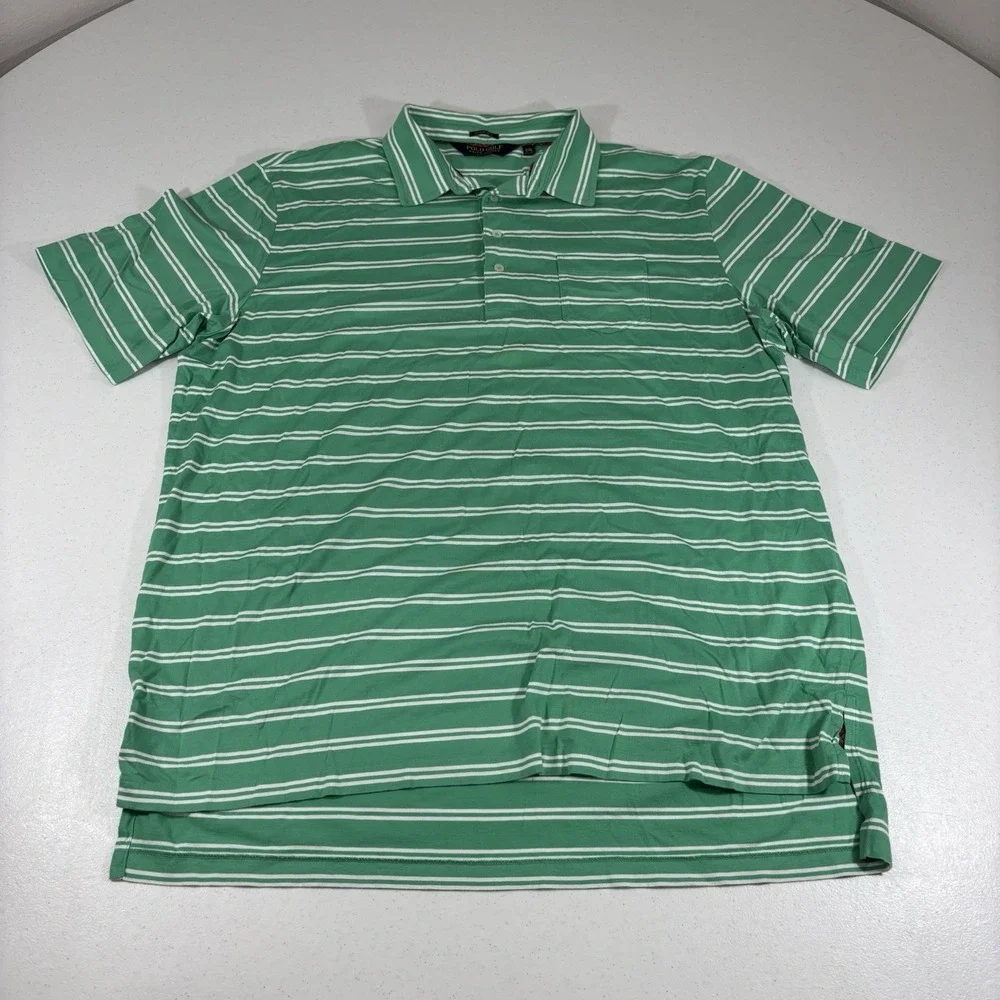 Polo Golf Ralph Lauren Vintage Lisle Pocket Polo Shirt Green/White Stripe XXL